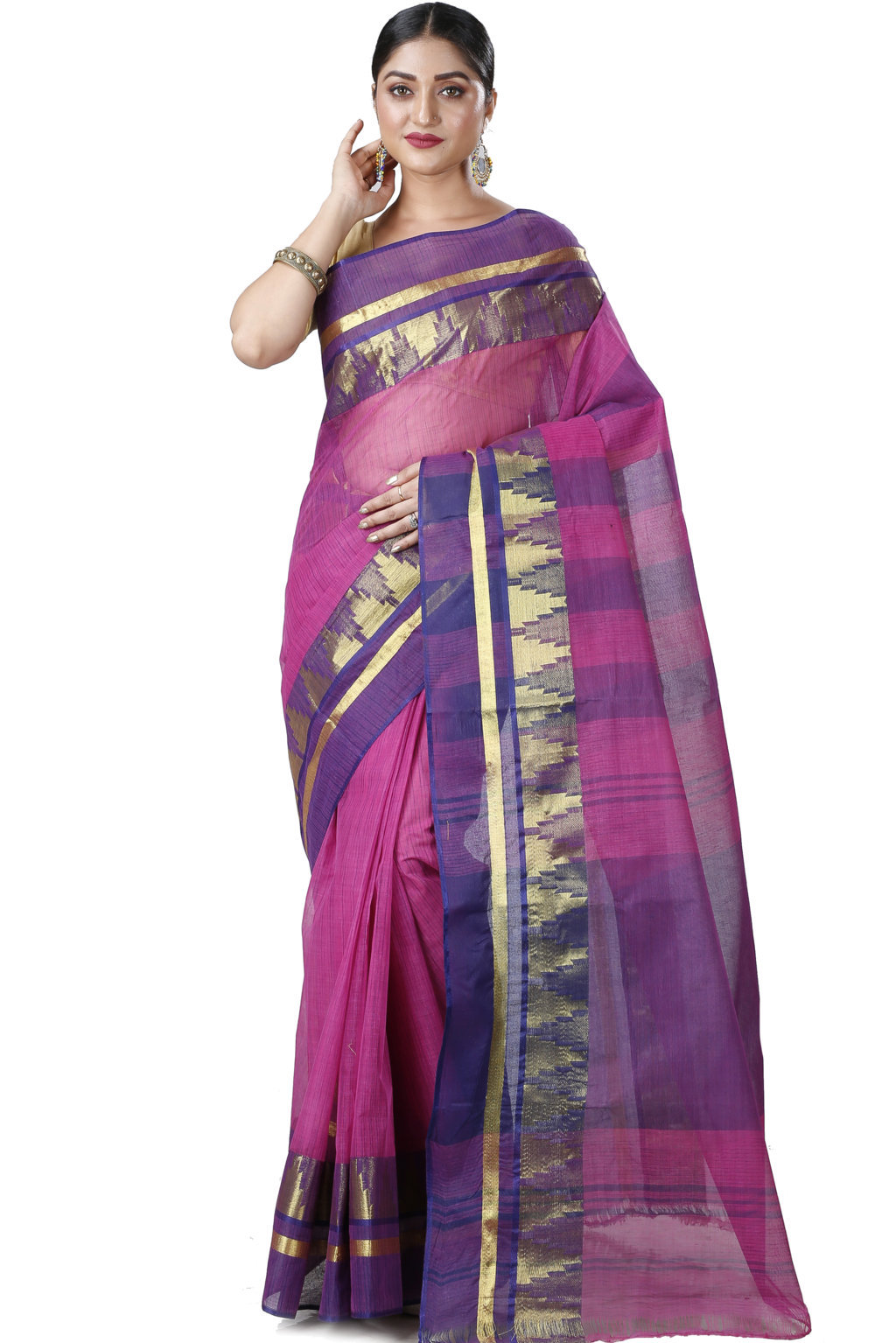 Purple Pure Cotton Vrinda Tant Saree (1097)